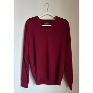 EDDIE BAUER Men's Cut Burgundy V Neck Long Sleeve Cashmere Sweater Size M